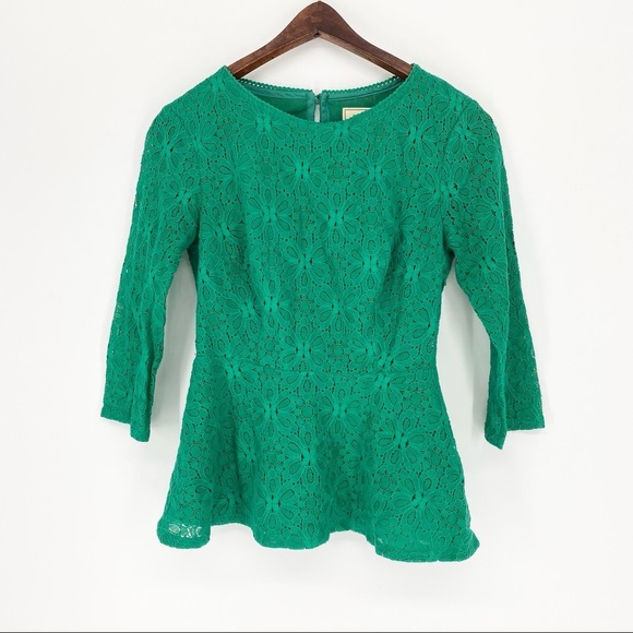 Anthropologie Moulinette Soeurs Lace Peplum Blouse Size 0 - Picture 2 of 5